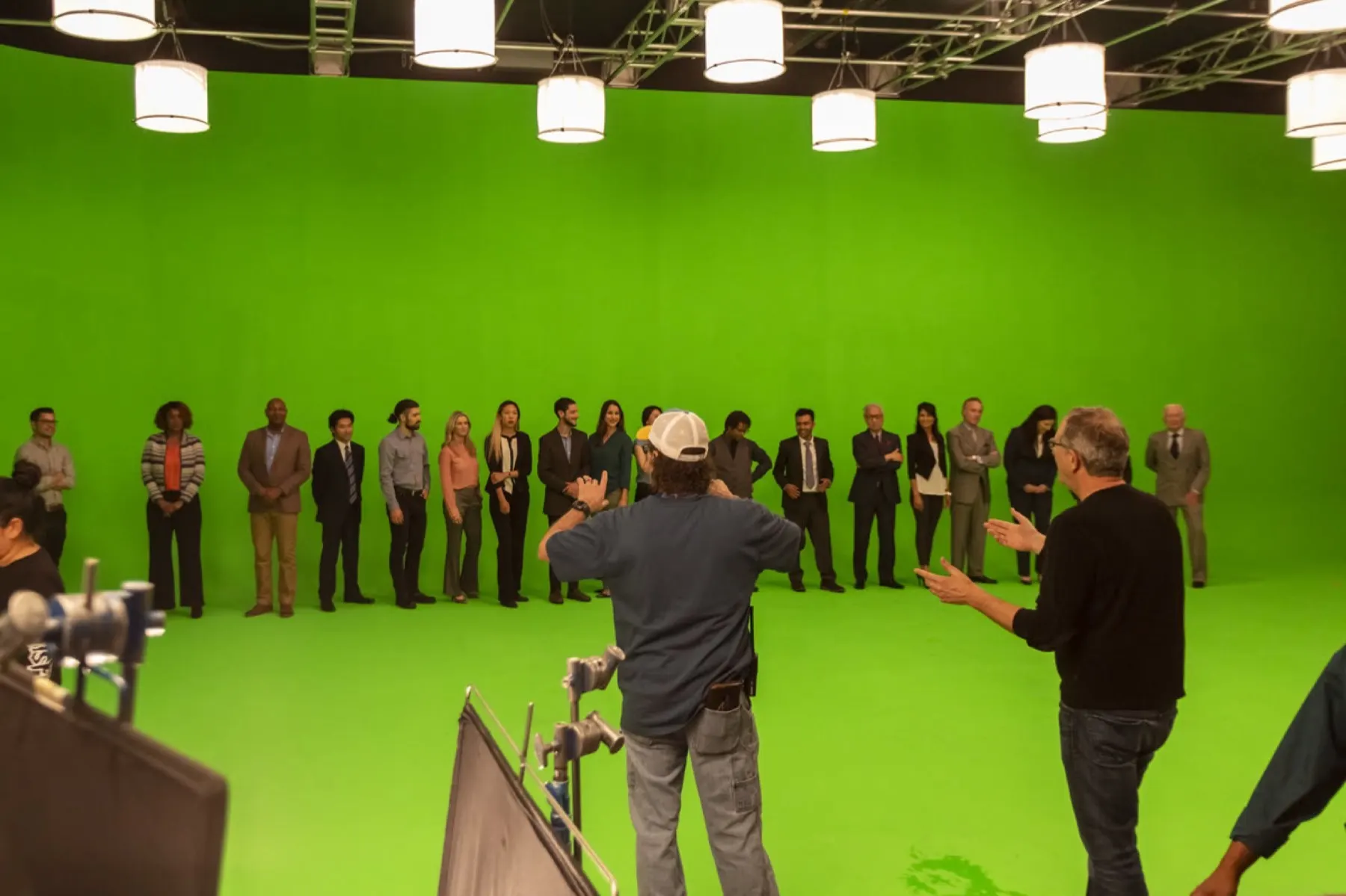 CBIZ greenscreen, full cast for the composited cloud crowd sequence