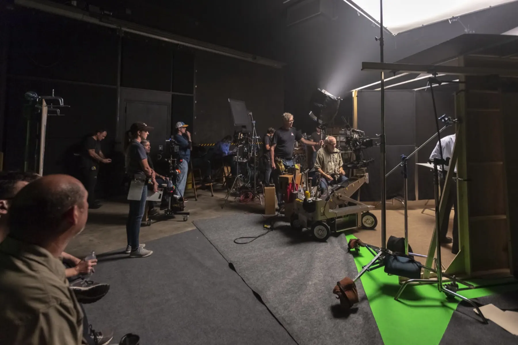 CBIZ set, dolly and studio crew on built elevator set